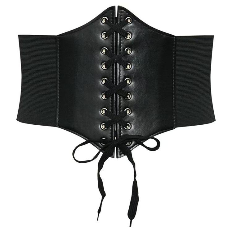 Elastic Waist Belt Slimming Effect Shirts Stretchy Waist Cincher(Black)