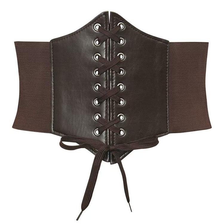 Elastic Waist Belt Slimming Effect Shirts Stretchy Waist Cincher(Coffee)