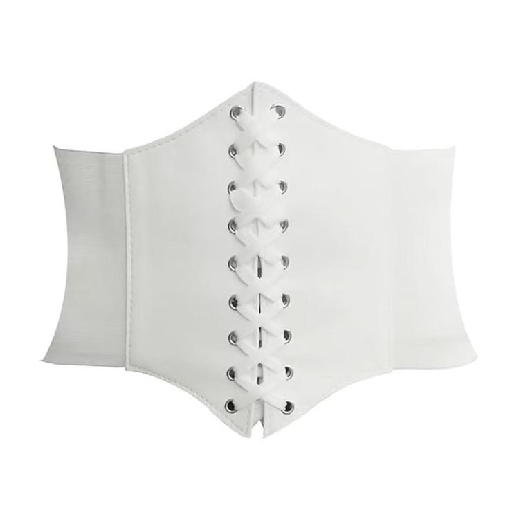 Elastic Waist Belt Slimming Effect Shirts Stretchy Waist Cincher(White)
