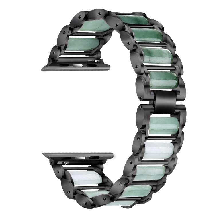 Emerald Stainless Steel Watch Band For Apple Watch Series 9&8&7 41mm / SE 3&SE 2&6&SE&5&4 40mm / 3&2&1 38mm(Black)