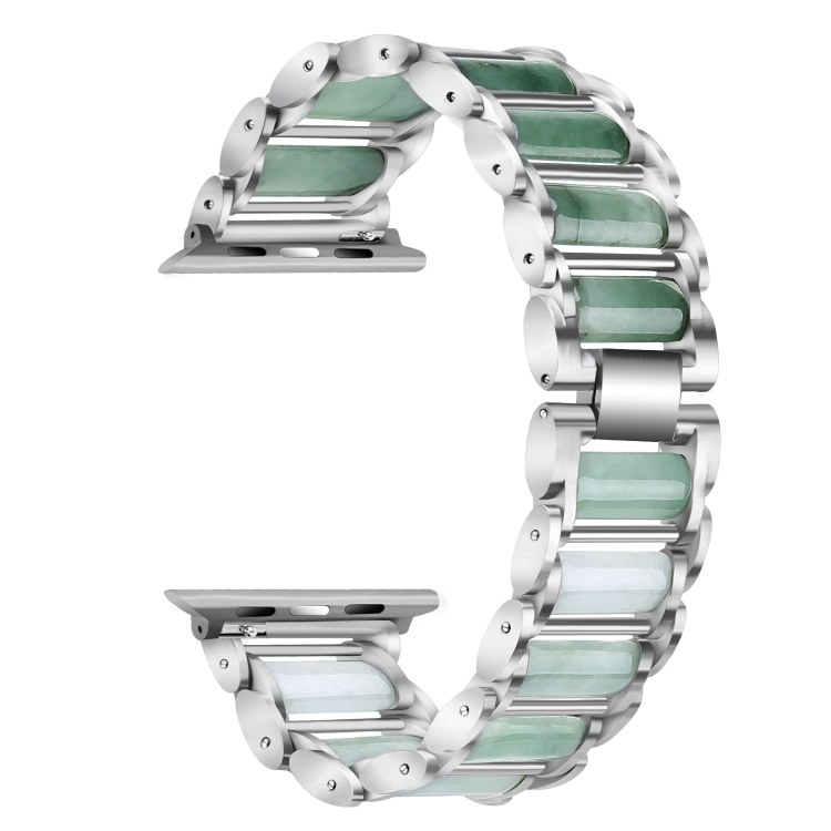 Emerald Stainless Steel Watch Band For Apple Watch Series 9&8&7 41mm / SE 3&SE 2&6&SE&5&4 40mm / 3&2&1 38mm(Silver)