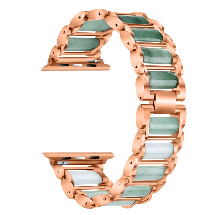 Emerald Stainless Steel Watch Band For Apple Watch Ultra 49mm&Watch Ultra 2 49mm / Series 9&8&7 45mm / SE 3&SE 2&6&SE&5&4 44mm / 3&2&1 42mm(Rose Gold)