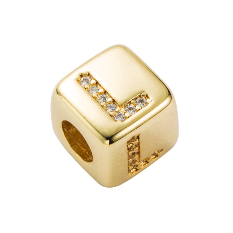 English Letter Beads Bracelet Brass Micro-inlaid Couple Red String Pull DIY Bracelet Jewelry, Style:L