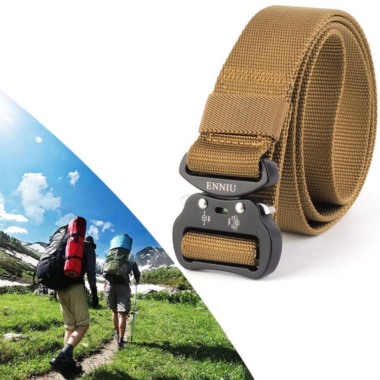ENNIU 3.8cm Wide Aviation Aluminum Buckle Nylon Belt Adjustable Multifunction Training Belts (Brown)