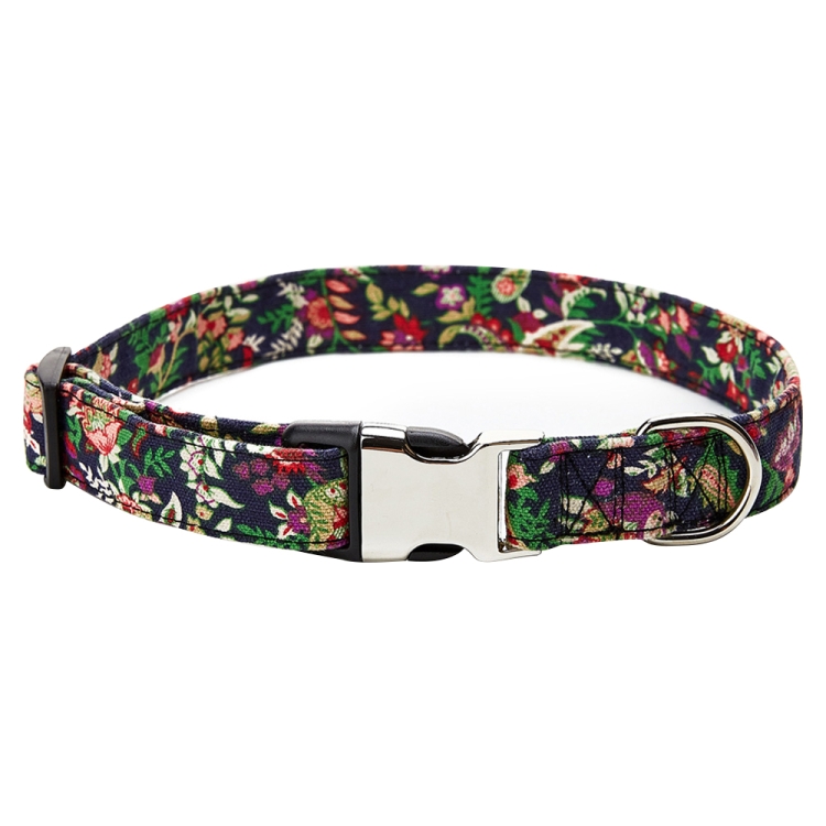 Ethnic Bohemian Floral Half Metal Buckle Dog Collar, Size: L 2.5x60cm(Floral)
