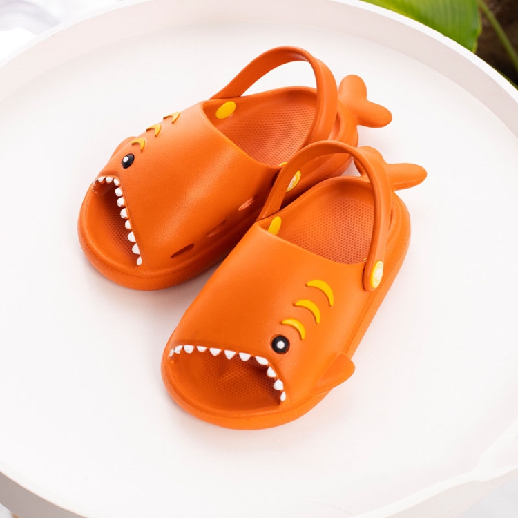 EVA Light Bottom Non-Slip Small Shark Slippers For Children, Size: 150(Orange)