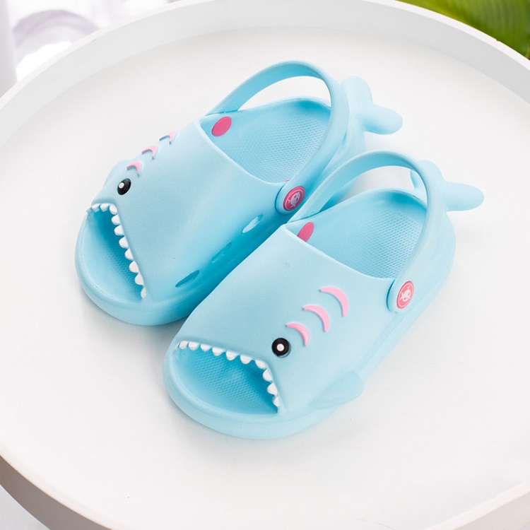 EVA Light Bottom Non-Slip Small Shark Slippers For Children, Size: 150(Sky Blue)