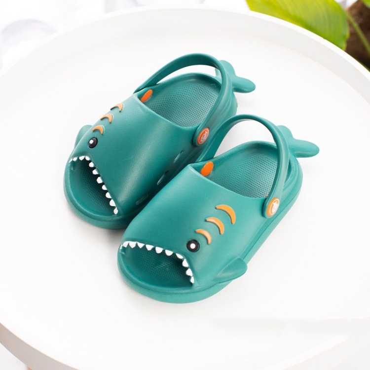EVA Light Bottom Non-Slip Small Shark Slippers For Children, Size: 170(Dark Green)