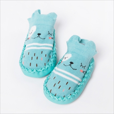 Fashion Baby Socks With Rubber Soles Infant Sock Newborn Autumn Winter Children Floor Socks Shoes Anti Slip Soft Sole Sock(525 blue)