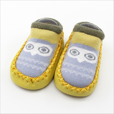 Fashion Baby Socks With Rubber Soles Infant Sock Newborn Autumn Winter Children Floor Socks Shoes Anti Slip Soft Sole Sock(6S05 Yellow)