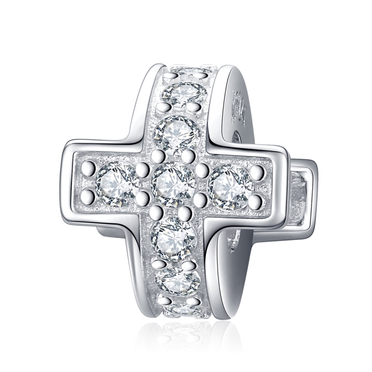 Fashion Beaded DIY Bracelet Accessories Sterling Silver S925 Cross Loose Beads