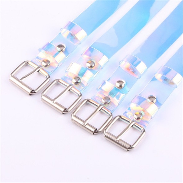 Fashion Women Cute Transparent Belt Casual Buckle Waist Ladies Punk Leather Belts(120cm)