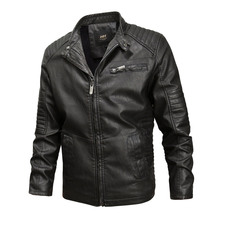 Fashionable Men Leather Jacket (Color:Black Size:M)