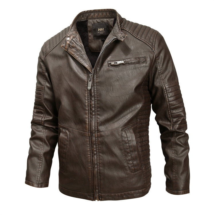 Fashionable Men Leather Jacket (Color:Coffee Size:L)