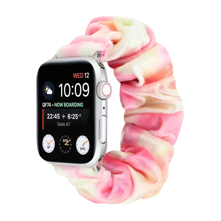 Flannel Hair Ring  Strap Watch Band For Apple Watch Series 9&8&7 41mm / SE 3&SE 2&6&SE&5&4 40mm / 3&2&1 38mm(1)