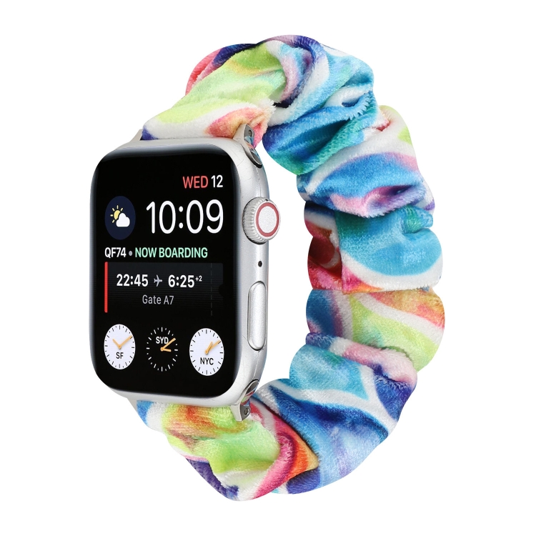 Flannel Hair Ring  Strap Watch Band For Apple Watch Series 9&8&7 41mm / SE 3&SE 2&6&SE&5&4 40mm / 3&2&1 38mm(4)