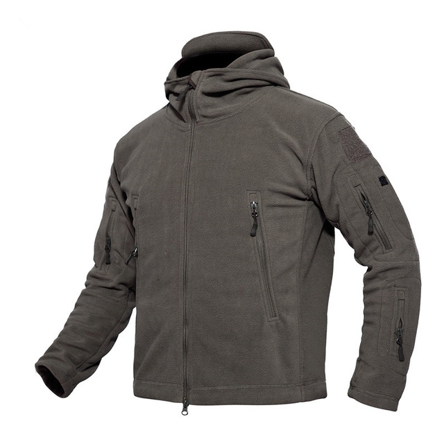 Fleece Warm Men Thermal Breathable Hooded Coat, Size:S (Gray)