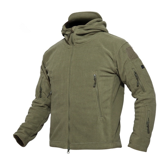 Fleece Warm Men Thermal Breathable Hooded Coat, Size:S (Green)