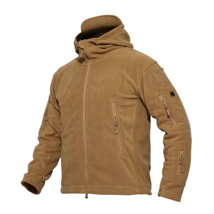 Fleece Warm Men Thermal Breathable Hooded Coat Size:XXL(Brown)
