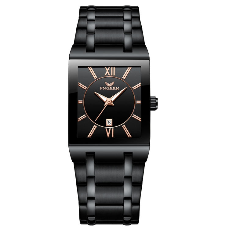 FNGEEN 3627 Waterproof Calendar Men Square Watch(Black Belt Black Shell Black Surface)