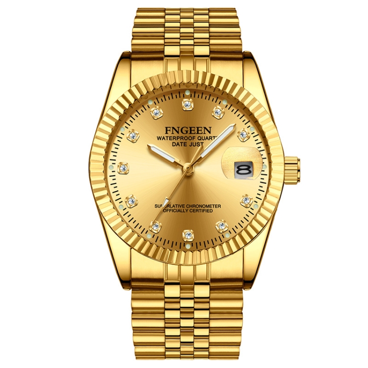FNGEEN 7008 Men Fashion Diamond Dial Watch Couple Watch(Full Gold Gold Surface)