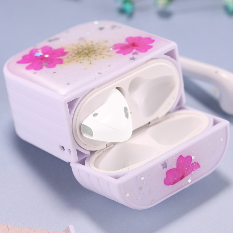 For AirPods 1 / 2 Beautiful Ladies Flowers Pattern Wireless Earphone Protective Case(Rose Red)