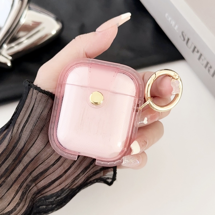 For AirPods 1 / 2 Magnetic Clear Armor TPU TWS Earphone Cover(Pink)