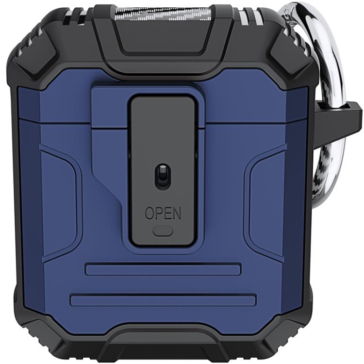 For AirPods 1 / 2 Non-slip TPU+PC Shockproof Earphones Case with Hook(Blue)