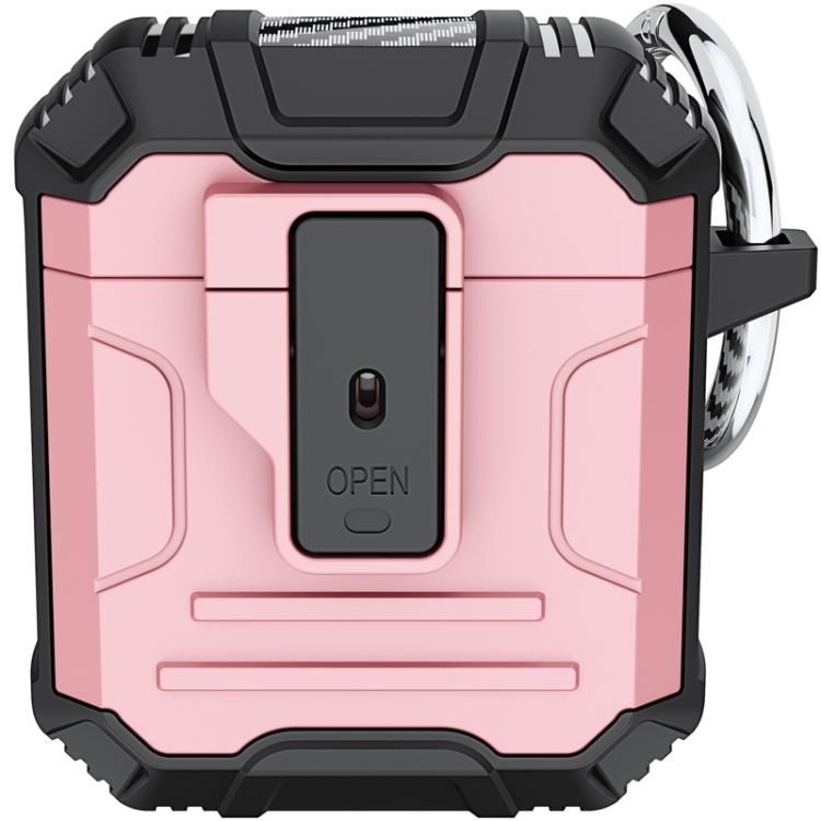 For AirPods 1 / 2 Non-slip TPU+PC Shockproof Earphones Case with Hook(Pink)