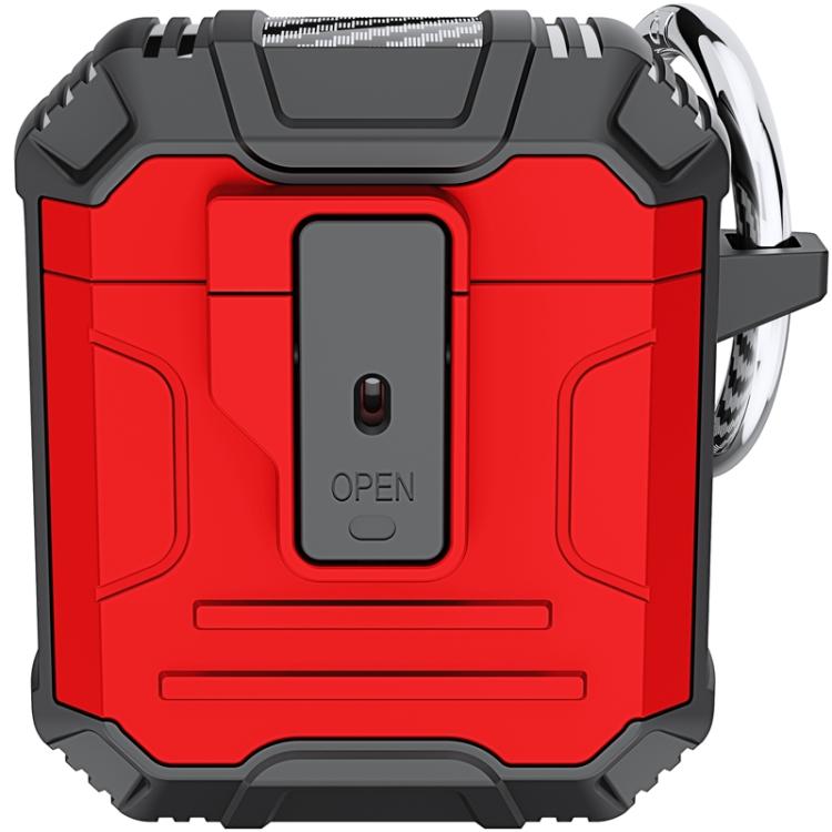 For AirPods 1 / 2 Non-slip TPU+PC Shockproof Earphones Case with Hook(Red)
