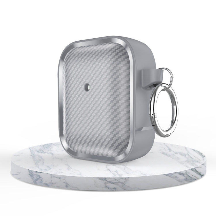 For AirPods 1 / 2 Photo Frame Carbon Fiber Series Earphone Case(Dark Grey)