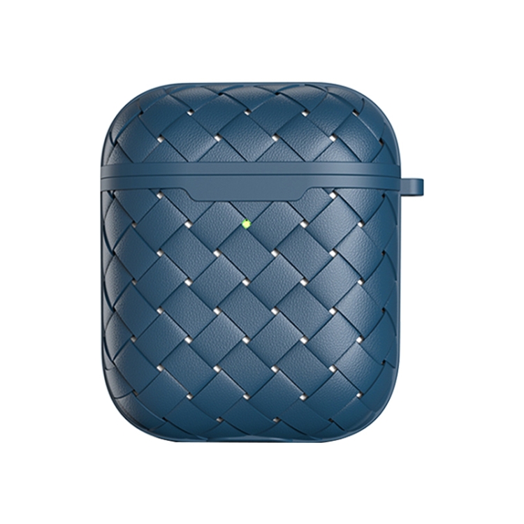 For AirPods 1 / 2 Weave Texture TPU Wireless Earphone Protective Case(Blue)