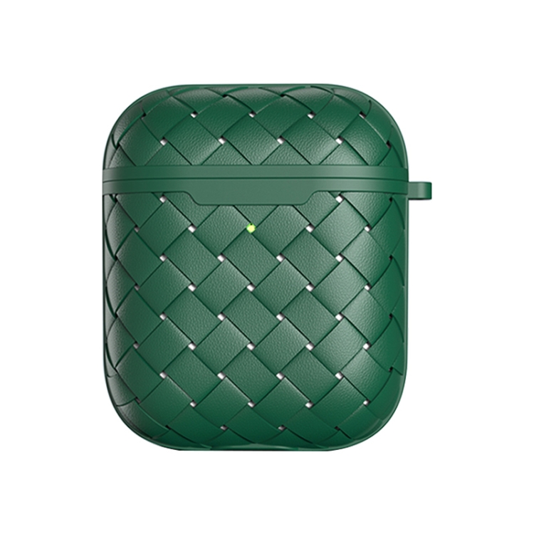 For AirPods 1 / 2 Weave Texture TPU Wireless Earphone Protective Case(Green)