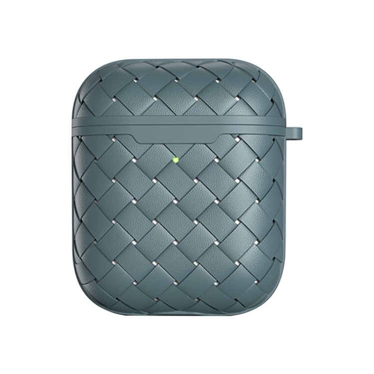For AirPods 1 / 2 Weave Texture TPU Wireless Earphone Protective Case(Grey)