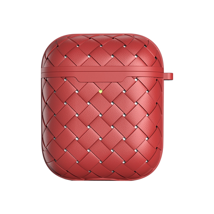 For AirPods 1 / 2 Weave Texture TPU Wireless Earphone Protective Case(Red)