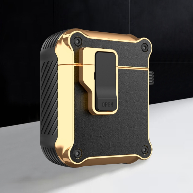 For AirPods 1 / 2 Wireless Earphone Eagle Electroplating Protective Case with Hook(Black)