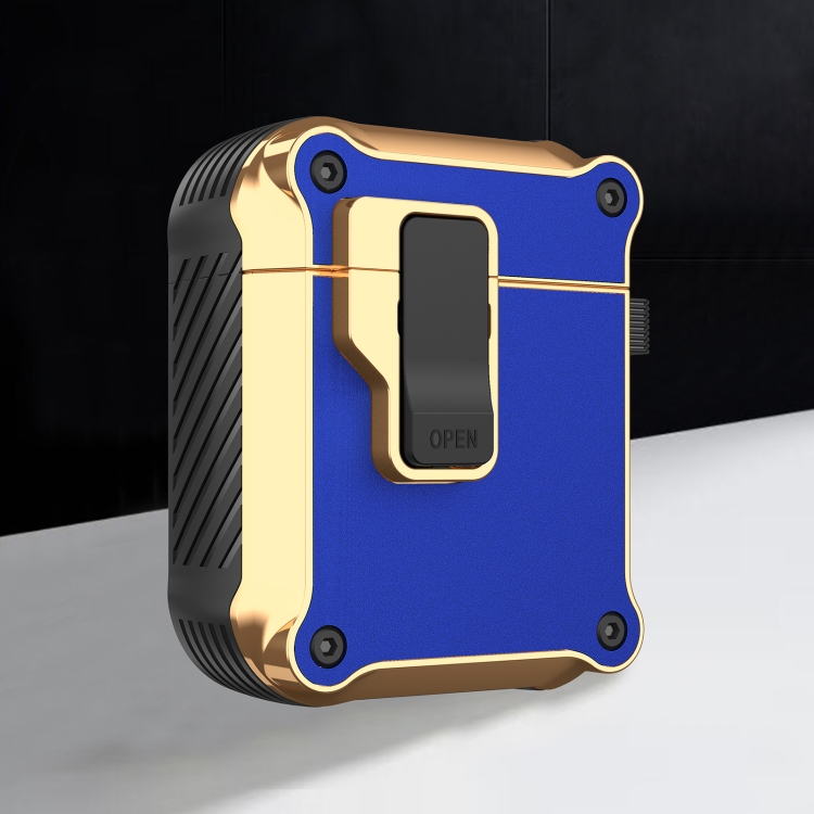 For AirPods 1 / 2 Wireless Earphone Eagle Electroplating Protective Case with Hook(Blue)