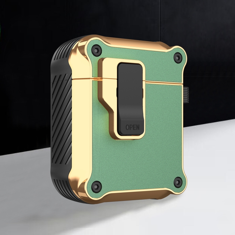 For AirPods 1 / 2 Wireless Earphone Eagle Electroplating Protective Case with Hook(Green)