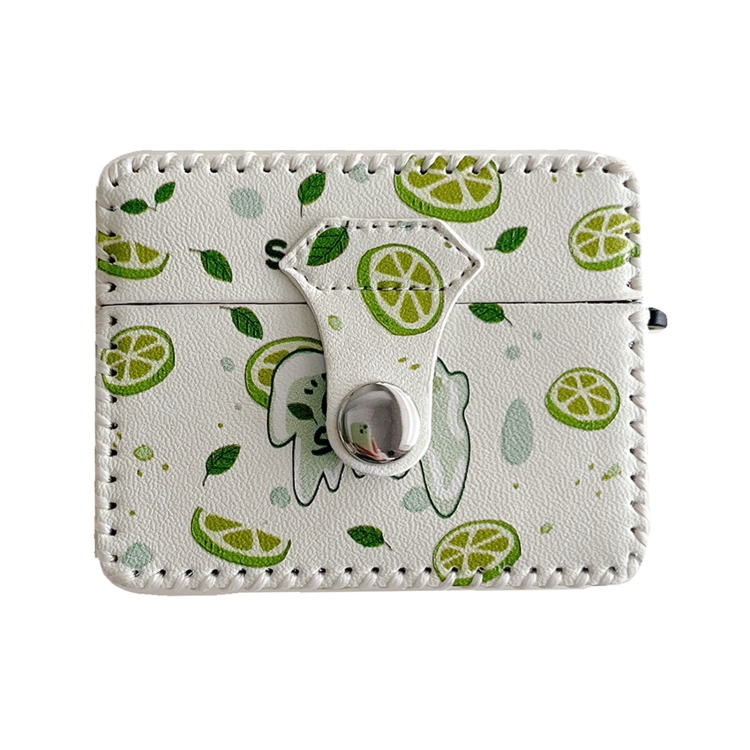 For AirPods 1/2 PU Leather Wireless Earphone Case(Lemon)
