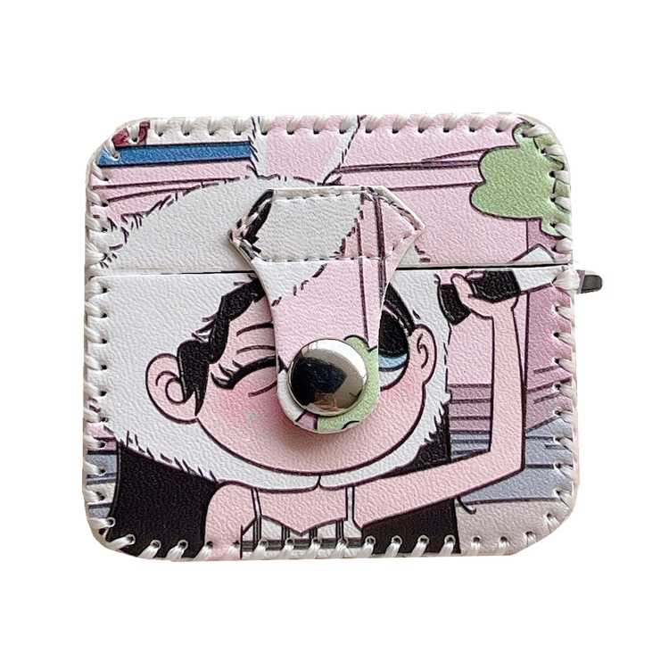 For AirPods 1/2 Wearing Hat Girl Pattern PU Leather Wireless Earphone Case