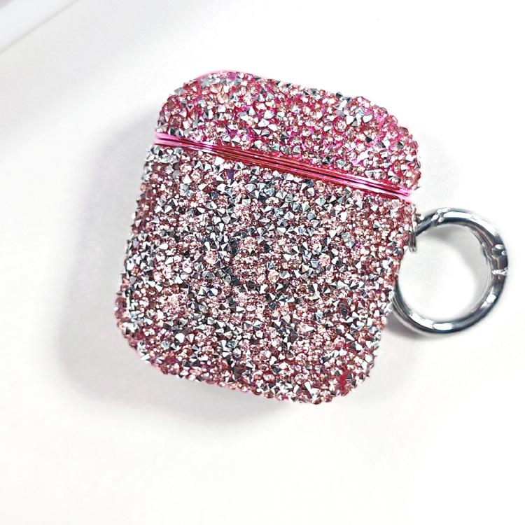 For AirPods 2 / 1 Electroplating Glitter Diamond Wireless Earphone Protective Case(Pink)