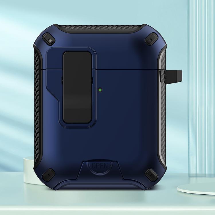 For AirPods 2 / 1 Wireless Bluetooth Earphones MagSafe Holder Protective Case(Blue)