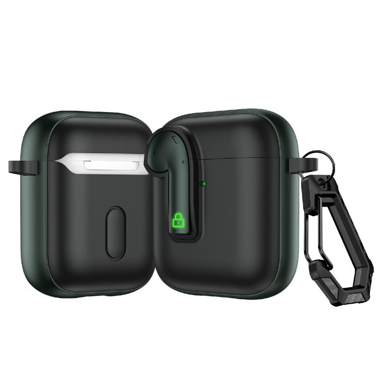For AirPods 2 Colorful Lock Earphones Protective Case(Army Green)