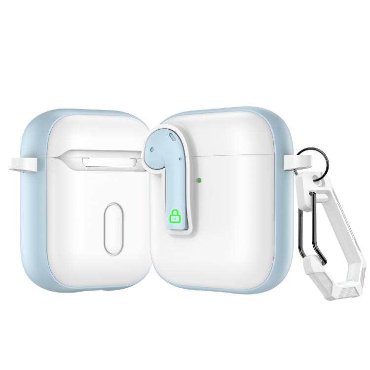 For AirPods 2 Colorful Lock Earphones Protective Case(Light Blue)