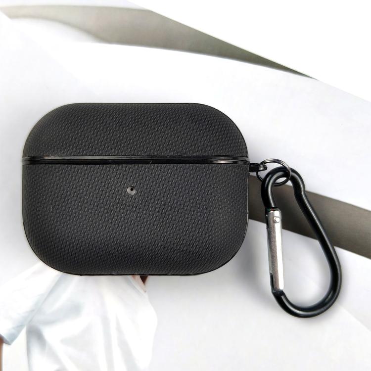 For AirPods 3 Technical Fabric Double Strand Leather Earphone Protective Case(Black)