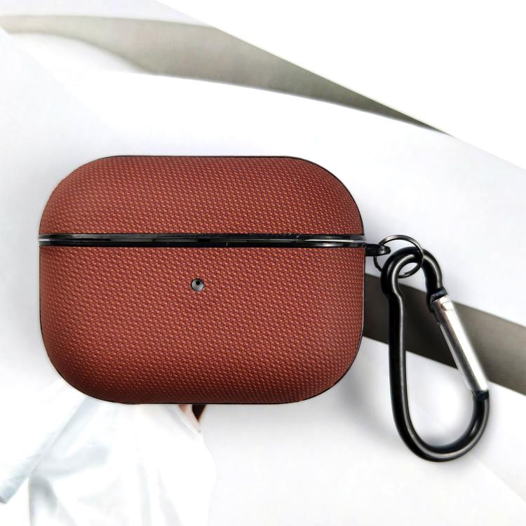For AirPods 3 Technical Fabric Double Strand Leather Earphone Protective Case(Coffee)