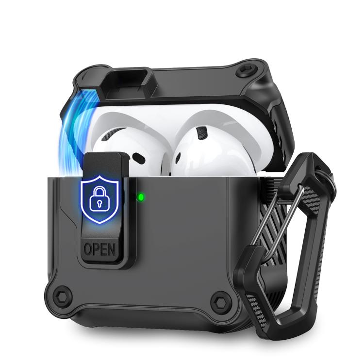 For AirPods 4 AhaStyle WG167 With Safety Locking Integrated Protective Case(Black)