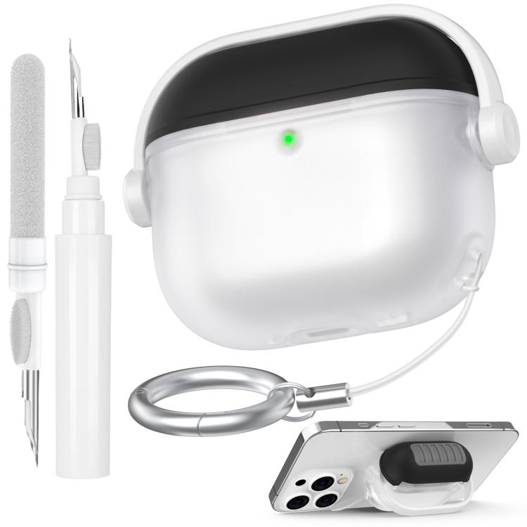 For Airpods 4 AhaStyle WG174 Earphone Silicone Split Drop Protection Case With 3 In 1 Cleaning Pen(Black)