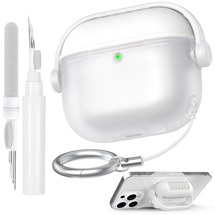 For Airpods 4 AhaStyle WG174 Earphone Silicone Split Drop Protection Case With 3 In 1 Cleaning Pen(White)