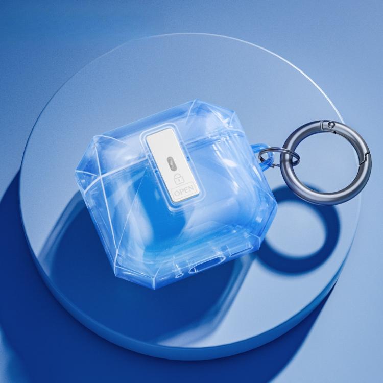 For Airpods 4 Automatic Flip-Top Magnetic Transparent Protective Cover(Transparent Blue)